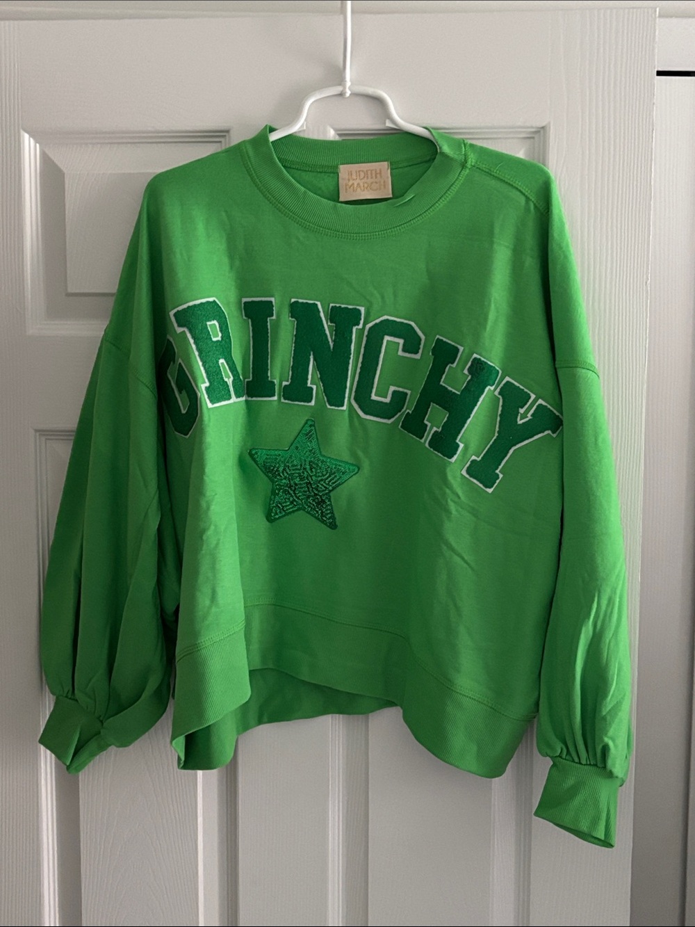 Judith March Bright Green 'Grinchy' Graphic Sweatshirt